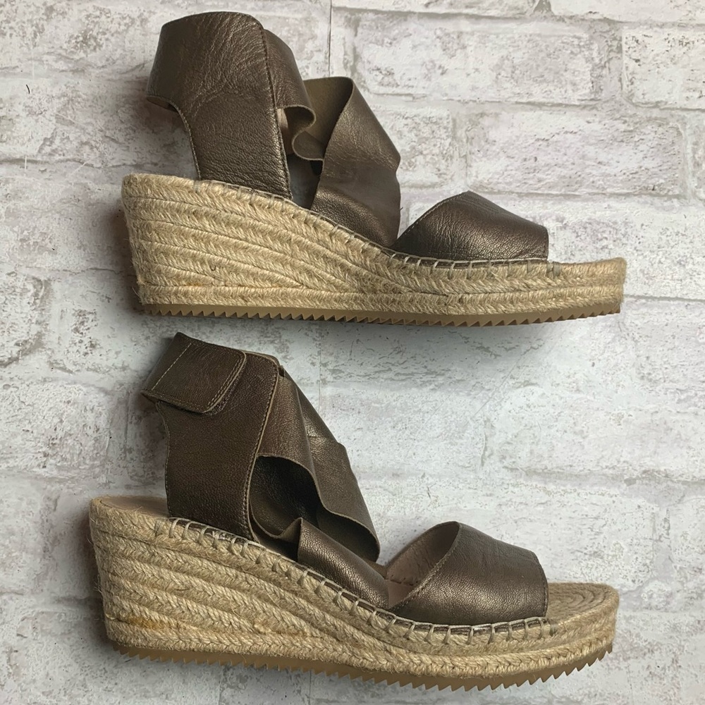 Eileen Fisher Metallic Wedges Espadrilles NEW NWOB Strappy Size 9 Soft Leather😍